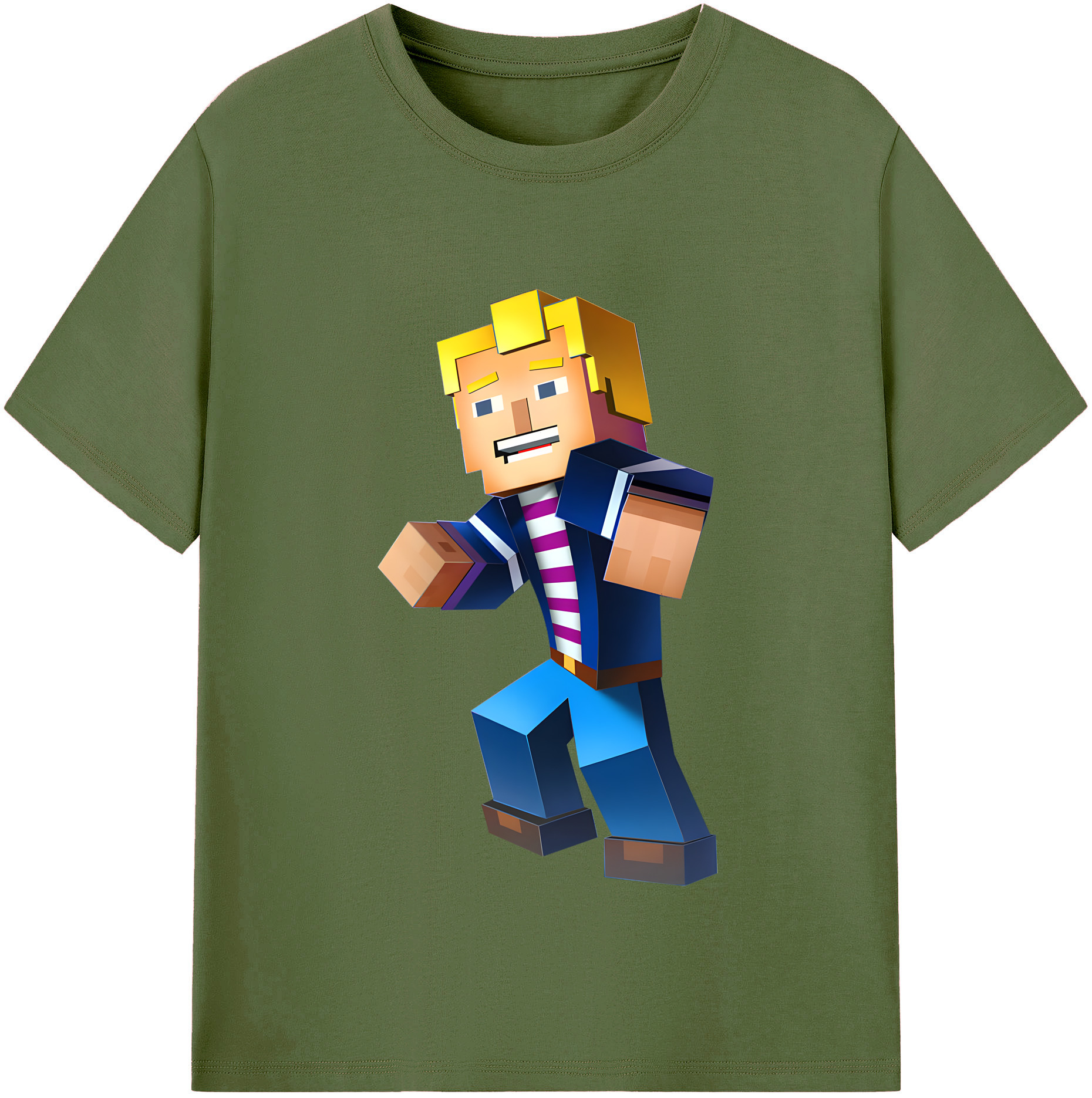 （画像用） マインクラフト ブロックの世界 Minecraft MC Block world 綿100％半袖Tシャツ（フロントプリント）